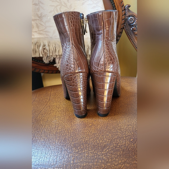 Yolkomo brown Chunky High Heel Ankle Boots Pointed Toe SIZE EUR 38/7.5 - Picture 8 of 11